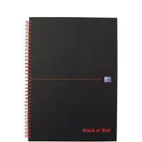 Oxford Notizbuch - Spiral - Kariert - A4 - Schwarz/Rot - - One Size - Notizbücher