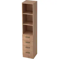 Hjh OFFICE PRO SIGNA G 7600 SG - Nussbaum 5 OH Schrank mit 4 Schüben Streifengriff Kunststoff