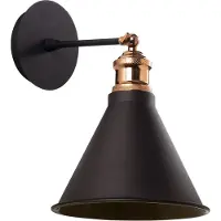 Opviq , Industrielle Wandleuchte, Schwarz, Ø 20 cm, Höhe 29 cm | Robustes Eisen, E27 Fassung, max. 40 W, IP20 | Stilvolles Design für moderne Wohnräume und Büros.