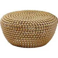 FineBuy Design Couchtisch rund 60 cm gold Metall - Handgefertigter runder Wohnzimmertisch aus Aluminium - Alu Loungetisch - Goldener Dekotisch