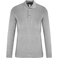 Kariban Herren Polo-Shirt Langarmshirt Poloshirt Langarm Polohemd, Größe:L, Farbe:Oxford Grey