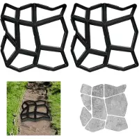 Relaxdays Gehwegform 2er Set, DIY Gestaltung von Gartenwegen, zum Selbstgießen, HxBxT: 4x42x42 cm, Kunststoff, schwarz