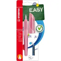 Stabilo Schulfüller mit Linkshänder-Feder L - EASYbuddy Pastel in Rosiges Rouge - Schreibfarbe blau