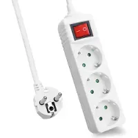 Helos Steckdosenleiste CLASSIC, 3-fach, weiß, 1,5m, mit Schalter