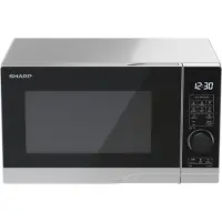 Sharp YC-PG204AE-S Mikrowelle mit Grill, Mikrowelle: 700W, Grill: 900W, 10 Leistungsstufen, silber