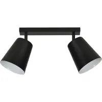 Licht-Erlebnisse Deckenstrahler Schwarz Weiß mit Metall Schirm 2x E27 Retro Deckenlampe Spot Strahler Wohnzimmer