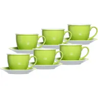 Ritzenhoff & Breker Tasse "Milchkaffee Tassen mit Untertassen Doppio 350 ml 6er Set", grün, 12 tlg., Porzellan, Trinkgefäße, Tasse