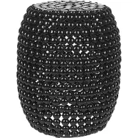 Beliani Beistelltisch Schwarz Kunststoff Oval 32 cm Perlen-Optik Modern Glamourös Wohnzimmer Ausstattung Möbel Deko Blumenständer