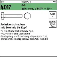 Bufab Sechskantschraube ISO 4017 VG M 16 x 25 8.8 galvanisch verzinkt 8 DiSP+SL