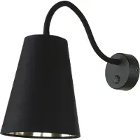 Licht-Erlebnisse Wandlampe mit Schalter verstellbar E27 in Schwarz Gold Stoffschirm Retro Design Wandleuchte Schlafzimmer Wohnzimmer