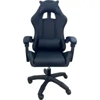 HTI Gamingstuhl Krit Schwarz Kunstleder, ergonomisch, Lordosenstütze mit Massagefunktion, Kippfunktion, 110 kg