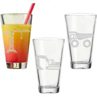 Luxentu Kinderbecher "Kinderbecher Baustellenfahrzeuge 300 ml 3er Set transparent"