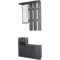 HTI Garderobe Thekla, Garderobenpaneel mit Spiegel (90x116x22cm) und Schrank (90x75x24cm)