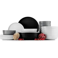 Konsimo Kombiservice VICTO Schale Dessertteller Speiseteller Suppenteller 6 Personen (24 El.), Bunt, Keramik, Loft, 20 cm | 27 cm | 18,5 cm | 14,5 cm