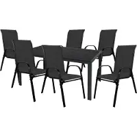 Mojawo Gartengarnitur Sitzgarnitur 7-teilig 180x90cm Aluminium / Nonwood