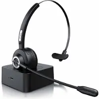 CSL - kabelloses Headset mit Ladestation - Mono Bluetooth Headset mit Mikrofon - USB Ladeport - Multipoint, Rauschunterdrückung - leicht - freisprechen - PC Tablet Smartphone - Home Office Büro