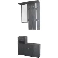 HTI Garderobe Beton mit Spiegel Schrank und Ablage für Flur Diele oder Eingangsbereich
