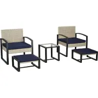 Casa.pro Gartenmöbelset ‘Calvello’ 5-tlg. Set aus einem Tisch, 2 Stühlen und 2 Fußstützen