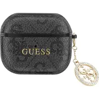 GUESS , Cover für Airpods 3 4G Script mit glitzerndem Charm mit Strassverzierung, Schwarz