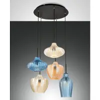 FABAS LUCE Pendelleuchte Olbia E27 Ø500mm Bernstein 5x40W