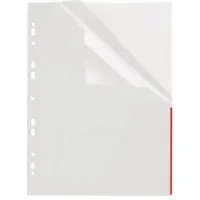 FolderSys Prospekthüllen A4 PP 4-fach gelocht mit Indexstreifen VE=50 Stück transparent/rot