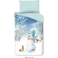 Muller Textil Good Morning Kinder Bettwäsche mit Schneemann- 140x200 cm- 100% Baumwolle