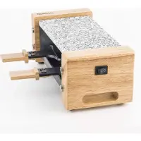 H.Koenig Raclettegerät WOD2/ 2 Personen/Granitstein /2 antihaftbeschichtete Pfännchen, 2 Holzspatel