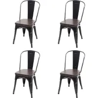 Mendler 4er-Set Esszimmerstuhl MCW-H10e, Küchenstuhl Stuhl, Chesterfield Metall Kunstleder Industrial Gastronomie schwarz-braun