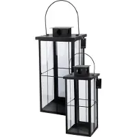 Mojawo 2tlg Metall XXL Laternen Set Schwarz Gartenlaterne Windlicht H58/45cm