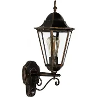 Licht-Erlebnisse Rustikale Außenlampe mit Bewegungsmelder Schwarz Kupfer E27 BRISTOL Wandleuchte Haus Garten Laterne
