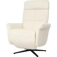 Mendler Relaxsessel MCW-L10, Design Fernsehsessel TV-Sessel Liegesessel, Liegefunktion drehbar, Voll-Leder creme-weiß