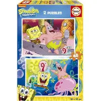 Educa 2x48-teiliges Spongebob-holzpuzzle Gelb Gelb One Size
