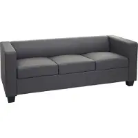 Mendler 3er Sofa Lille Kunstleder, dunkelgrau