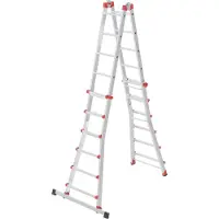 Hailo Aluminium-Multifunktionsleiter M80, Steh- und Treppenleiter, EN 131, 4 x 6 Sprossen, bis 150 kg, aluminium