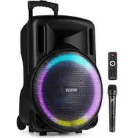 Fenton Speaker Bluetooth - FT15LED MK2 karaoke box met LED†s, accu en microfoon - Voor