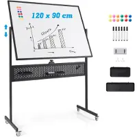 Coast Whiteboard auf Ständer - Mobil - Drehbar - 126 x 54 x 180 cm - Schwarz