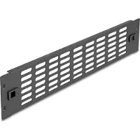 DeLOCK 19″ Netzwerkschrank Panel mit Lüftungsschlitzen werkzeugfrei 2 HE schwarz, Belüftet Blindplatte, Metall, Schwarz, 1 Stück(e)
