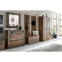 SIT Möbel Dielen-Set | 6-tlg. | Altholz lackiert bunt | 2 Schuhschränke, 2 Garderobenpaneele, 1 Spiegel, 1 Schrank | B 85 x T 45 x H 180 cm | 18000-63 | Serie RIVERBOAT