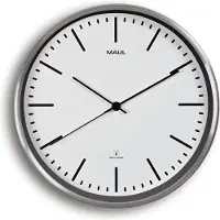MAUL Wanduhr MAULfly Ø 30.5 x 5 cm funkgesteuert Aluminium 1 x AA (1.5 V) weiß