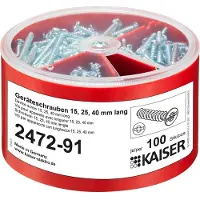 KAISER ELEKTRO Geräteschrauben-Box 2472-91 ** je 100 Schrauben Ø3,2xLänge 15/25/40