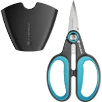 Gardena Gartenschere HerbCut, Set mit Holster (grau/türkis, Kräuterschere mit Entblätterungsfunktion)