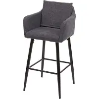 Mendler Barhocker MCW-H93, Barstuhl Tresenhocker, Fußablage Metall Stoff/Textil dunkelgrau
