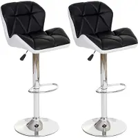 Mendler 2er-Set Barhocker MCW-A92, Barstuhl Tresenhocker, höhenverstellbar Kunstleder schwarz