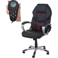 Mendler Massage-Bürostuhl MCW-A69, Drehstuhl Chefsessel, Heizfunktion Massagefunktion Kunstleder schwarz