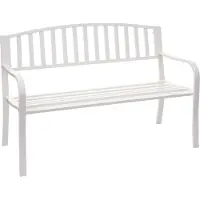 Mendler Gartenbank MCW-F43, Bank Parkbank Sitzbank, 2-Sitzer pulverbeschichteter Stahl weiß
