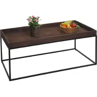 Mendler Couchtisch MCW-K71, Kaffeetisch Beistelltisch Tisch, Holz massiv Metall 46x110x60cm dunkelbraun