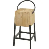 Mendler Barhocker MCW-L76, Barstuhl Tresenhocker, Industrial Metall Massiv-Holz MVG-, natur
