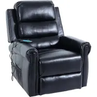 Mendler Fernsehsessel MCW-K63, Relaxsessel Sessel, Liegefunktion Aufstehhilfe Massage Heizfunktion, Kunstleder schwarz