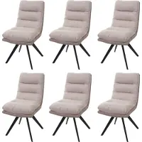 Mendler 6er-Set Esszimmerstuhl MCW-G66, Küchenstuhl Stuhl, drehbar Auto-Position Stoff MVG creme