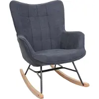 Mendler Schaukelstuhl MCW-K36, Schwingstuhl Relaxsessel Fernsehsessel, Stoff/Textil anthrazit